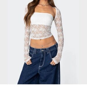 Edikted White Lace Crop Top